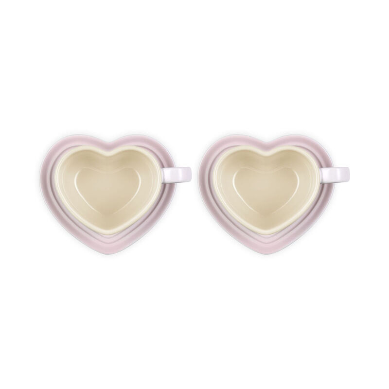 Le Creuset Stoneware Set of 2 Heart Mugs with Saucers image number 8